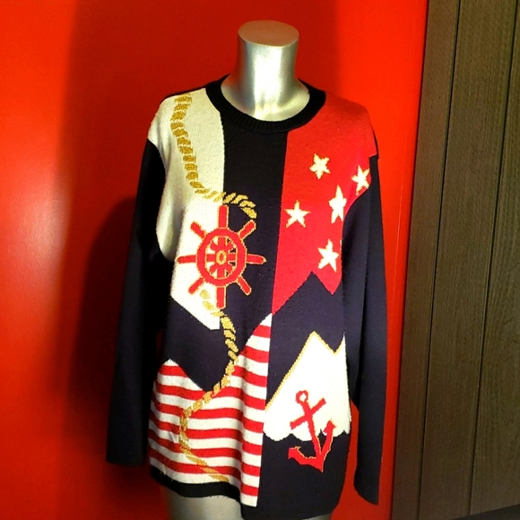 Alfred Dunner Sweaters - Alfred Dunner Lady's Nautical Long-sleeved Sweater